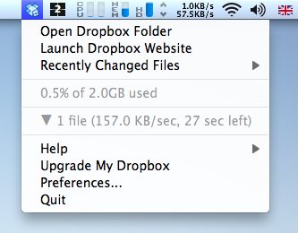 dropbox for mac just says syncing